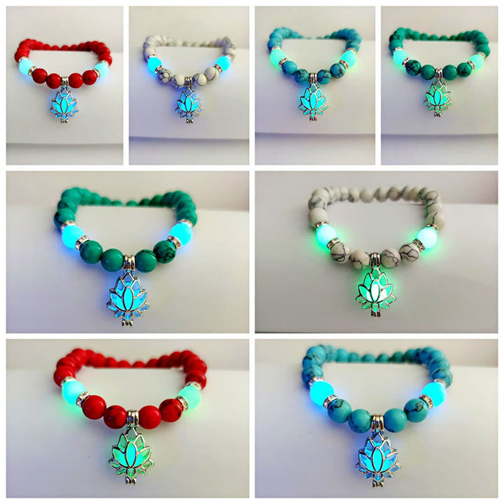 Armband Türkis Lotus Schutz Energie leuchtender Anhänger Perlen Handgelenk Schmuck