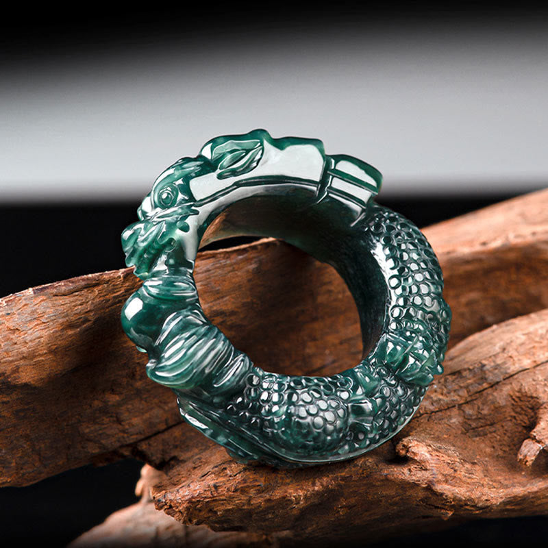 Ring Türkis Jade Drachen – Erfolg Pixiu Schutz Glück Fingerring