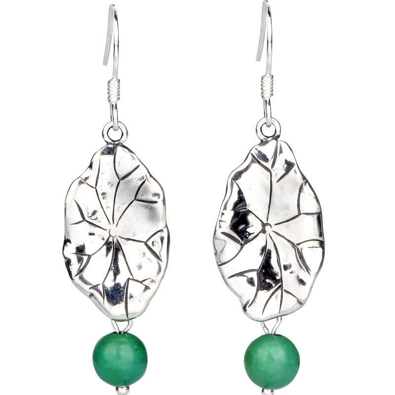 Ohrringe Türkis Lotusblatt Schutz Silber grüne Perle Boho Schmuck spirituell