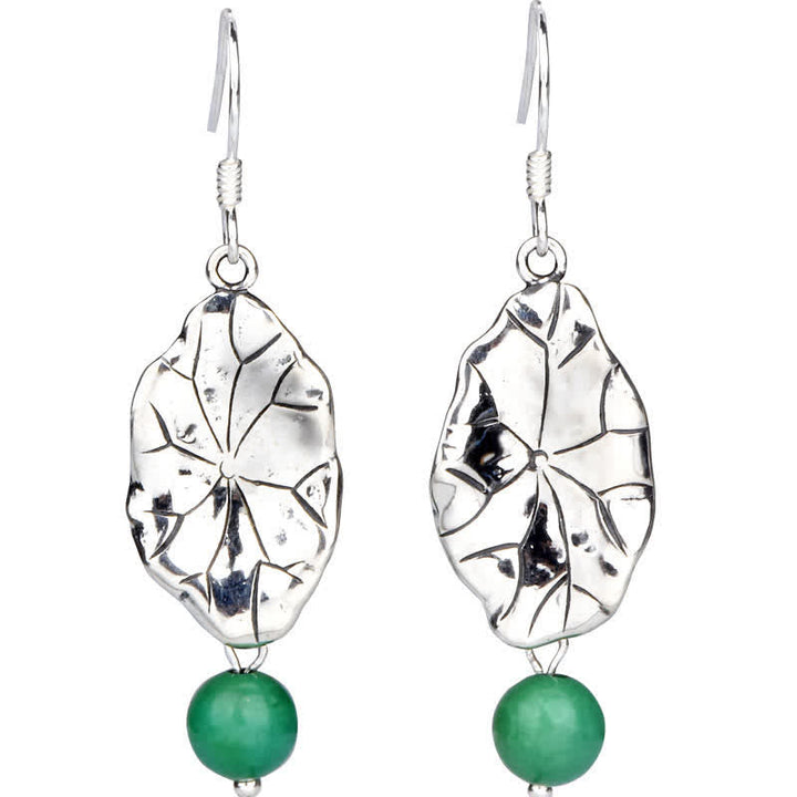 Ohrringe Türkis Lotusblatt Schutz Silber grüne Perle Boho Schmuck spirituell