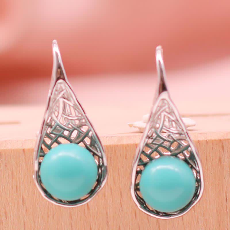Türkis Ohrringe Silber Tropfenform filigran Boho Schmuck spirituell Schutz