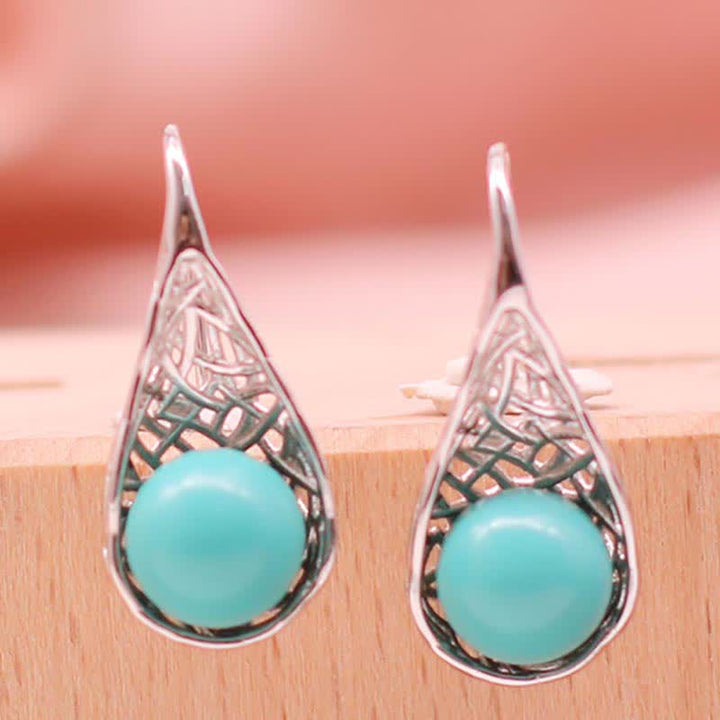 Türkis Ohrringe Silber Tropfenform filigran Boho Schmuck spirituell Schutz