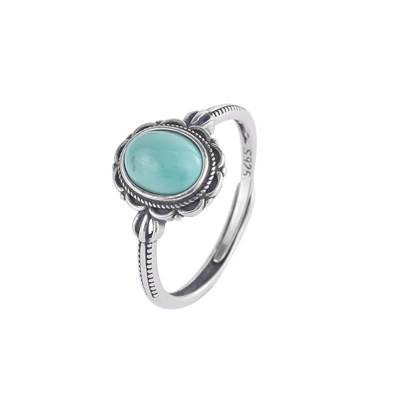 925 Silber Ring mit Türkis Achat Stein ornamental Schutz Glück