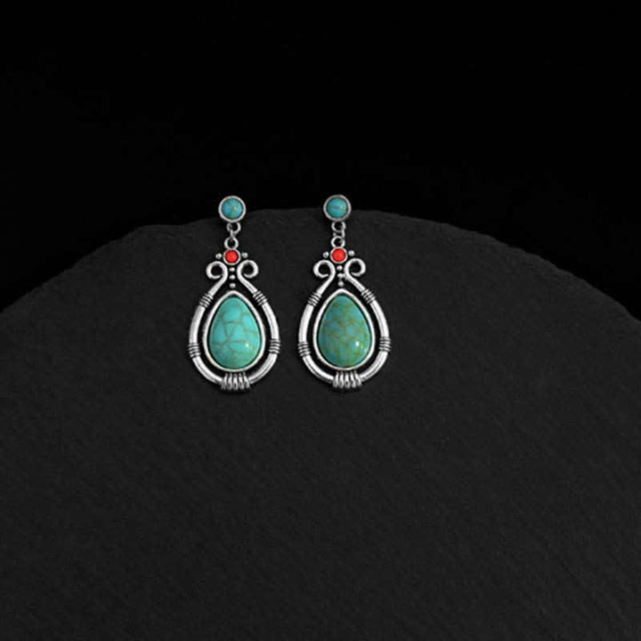 Türkis Ohrringe Tropfen Silber Boho Schmuck spirituell Ohrhänger Stärke
