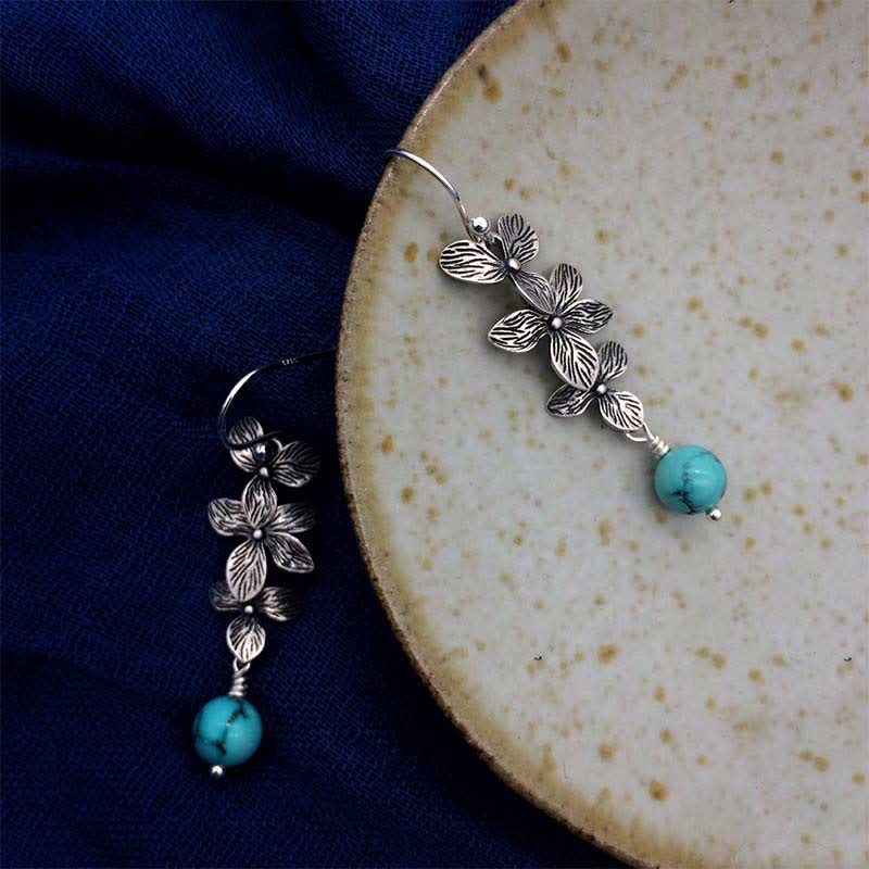 Türkis Ohrringe Silber Blüten Boho Schmuck spirituell Ohrhänger Schutz