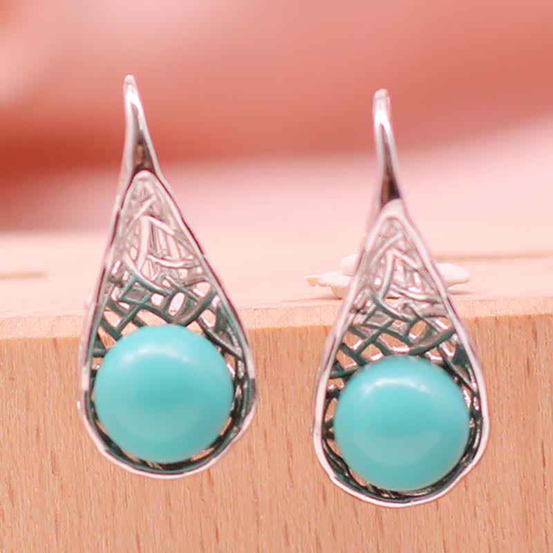 Ohrringe Türkis Silber – Schutz Tropfenform filigran Boho Schmuck spirituell