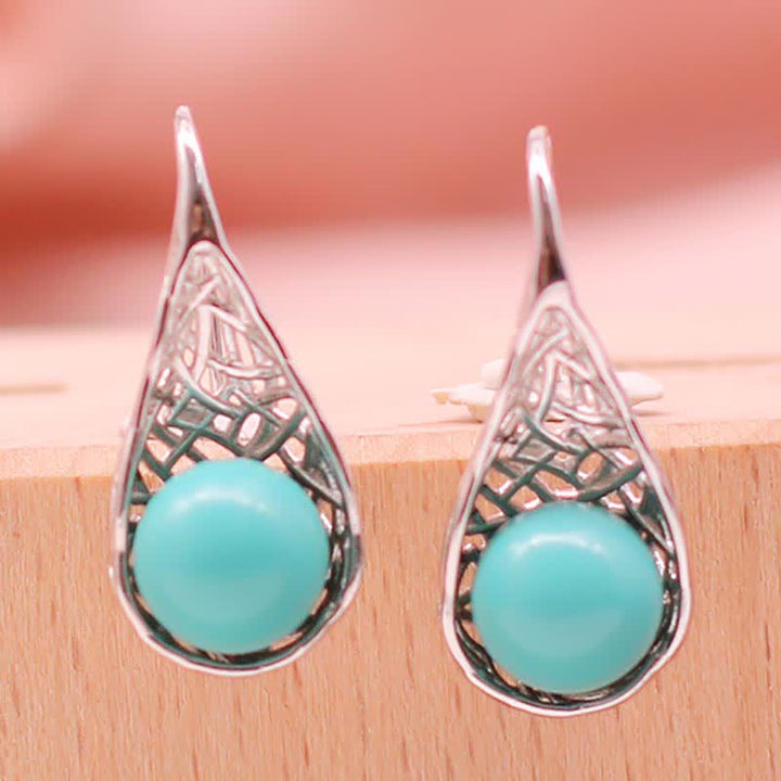 Ohrringe Türkis Silber – Schutz Tropfenform filigran Boho Schmuck spirituell