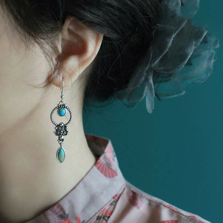 Ohrringe Türkis Wassertropfen – Balance getragen Silber Boho Schmuck spirituell