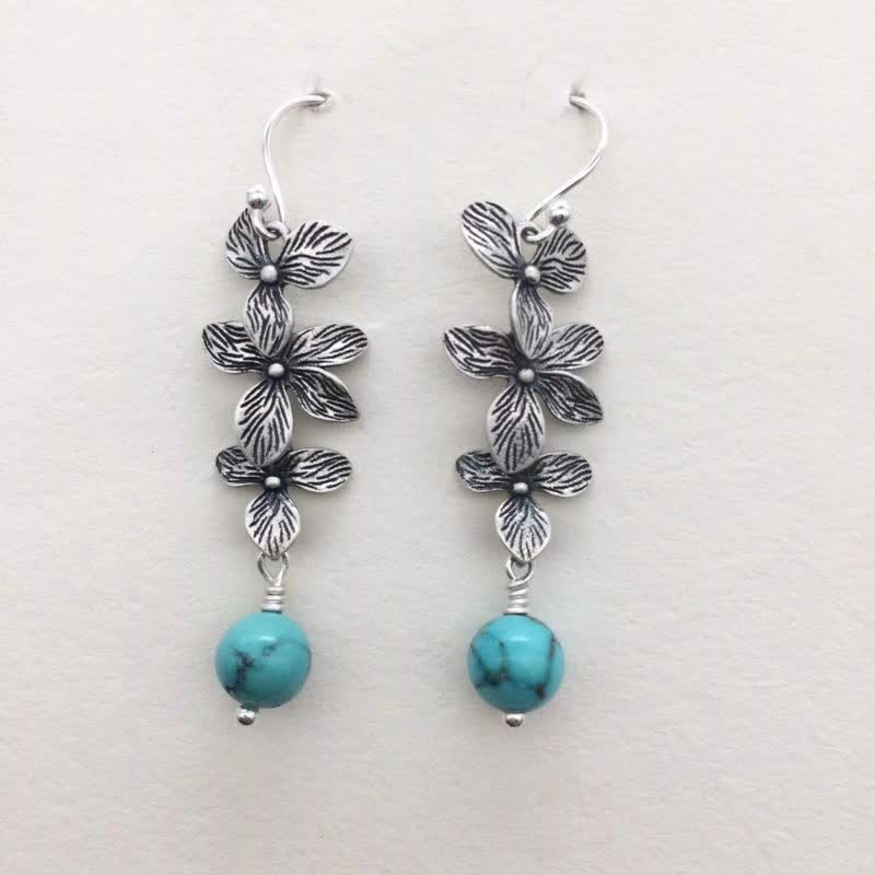 Türkis Ohrringe Silber Blumen Boho Schmuck spirituell Ohrhänger Schutz