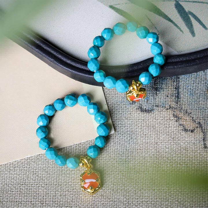 Ring Türkis Elastische Perle Pixiu Charm Fengshui Stärke Glück