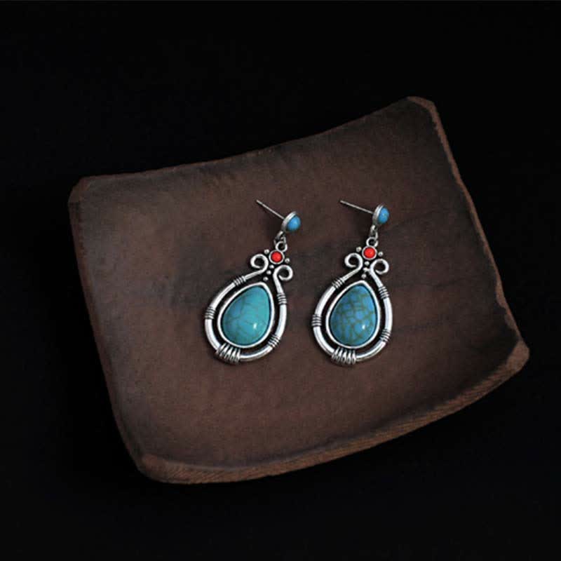 Ohrringe Türkis Tropfen Stärke Silber Boho Schmuck spirituell Ohrhänger