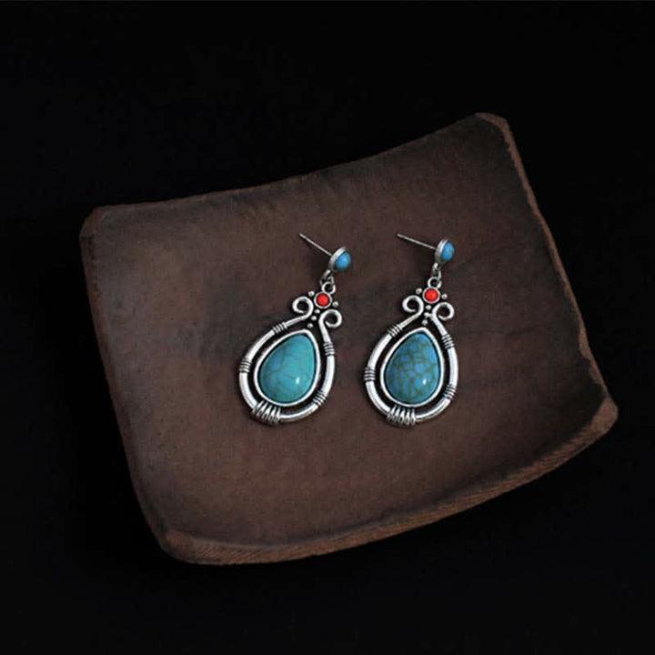 Ohrringe Türkis Tropfen Stärke Silber Boho Schmuck spirituell Ohrhänger