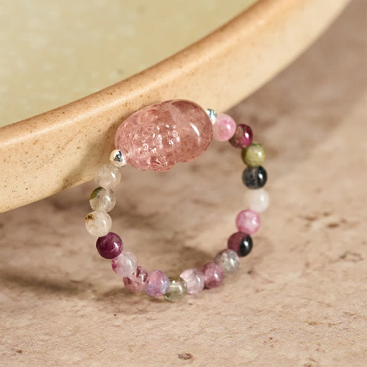 Ring Mondstein Turmalin Pixiu – Heilung