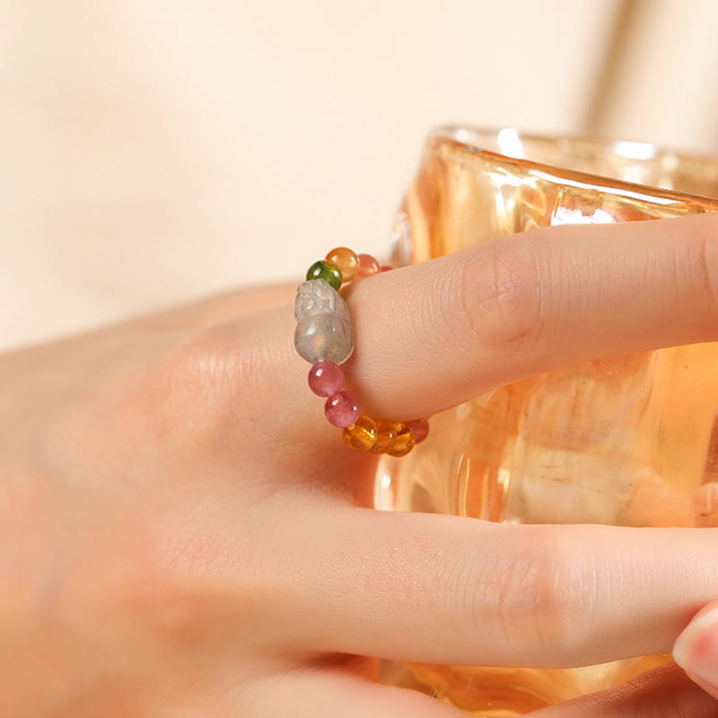 Ring Turmalin Perle Pixiu Glück Liebe Fengshui Kraft Wohlstand