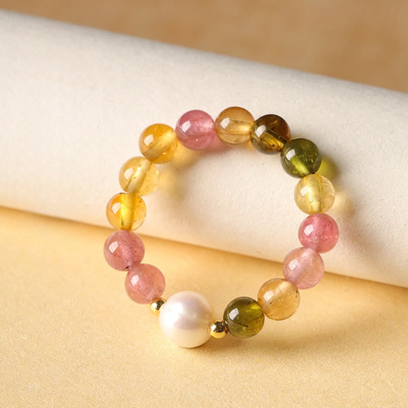 Pixiu Ring Turmalin Perle Armband für Glück Liebe Feng Shui