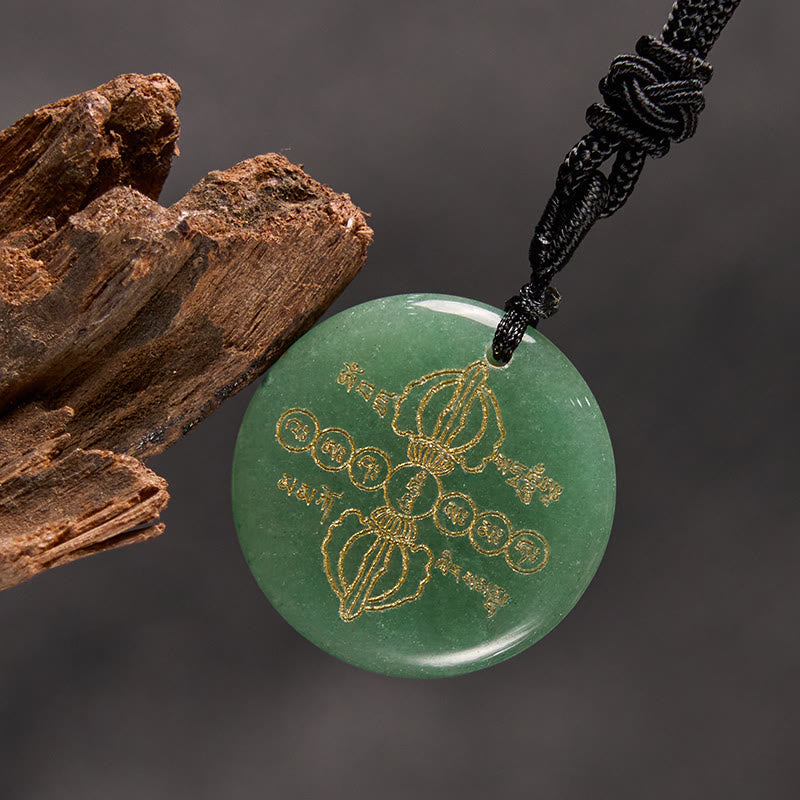 Grüne Jade Kette schwarzer Obsidian Vajra Anhänger Naturstein elegant