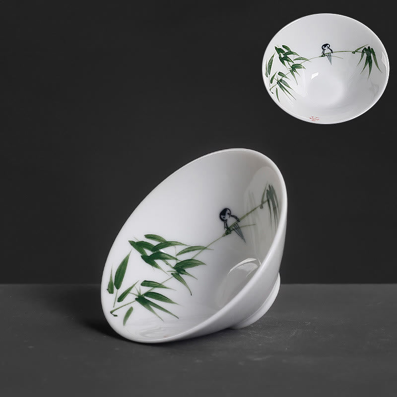 Vintage Teetasse Pflaume Orchidee Bambus Koi Deko