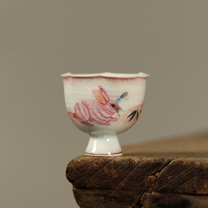Vintage Teetasse Hase Orchidee Keramik Gaiwan