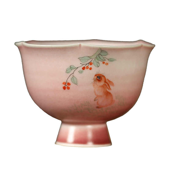Vintage Teetasse Hase Orchidee Keramik Geschenk