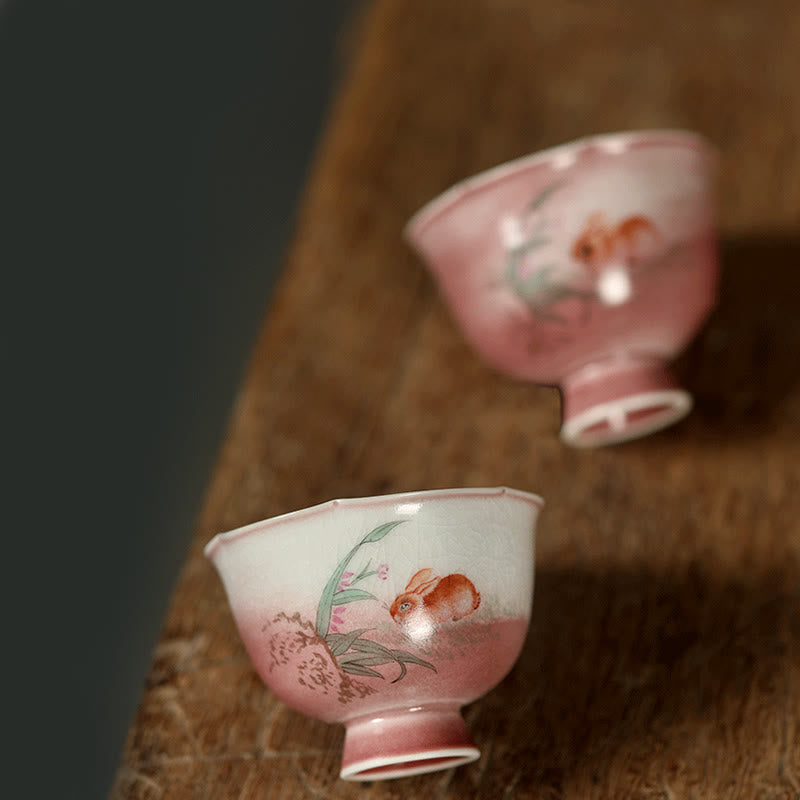 Vintage Teetasse Hase Orchidee Keramik Teezeremonie