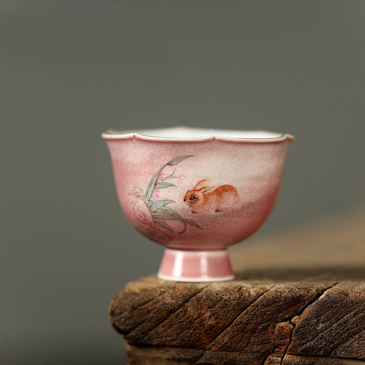 Vintage Teetasse Hase Orchidee Keramik