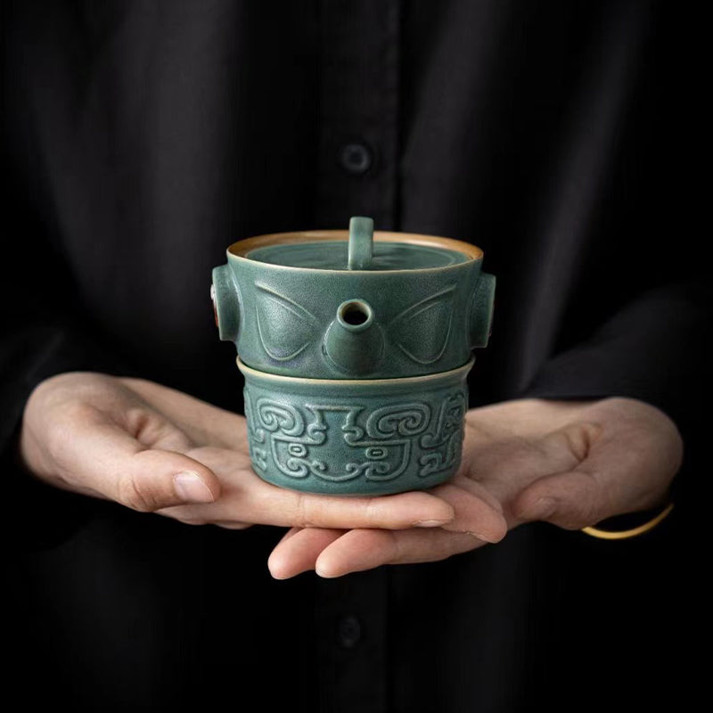 Vintage Teetasse Sanxingdui Keramik Porzellan