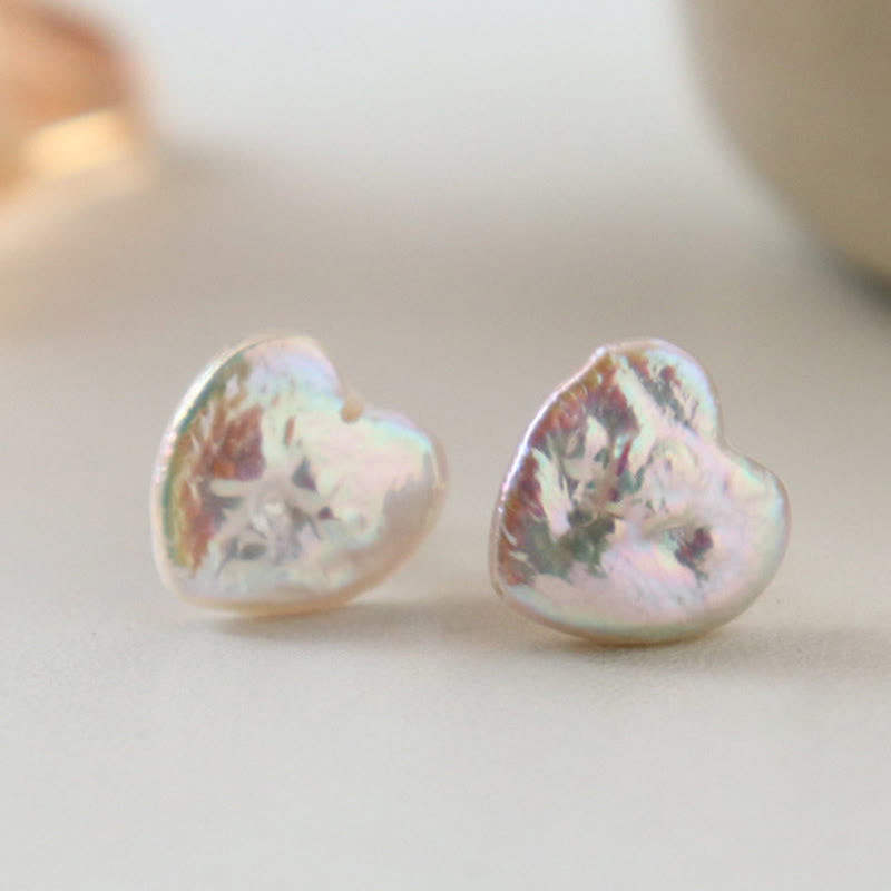 Perlen Ohrringe Herz schimmernd Boho Schmuck spirituell Ohrstecker Weisheit
