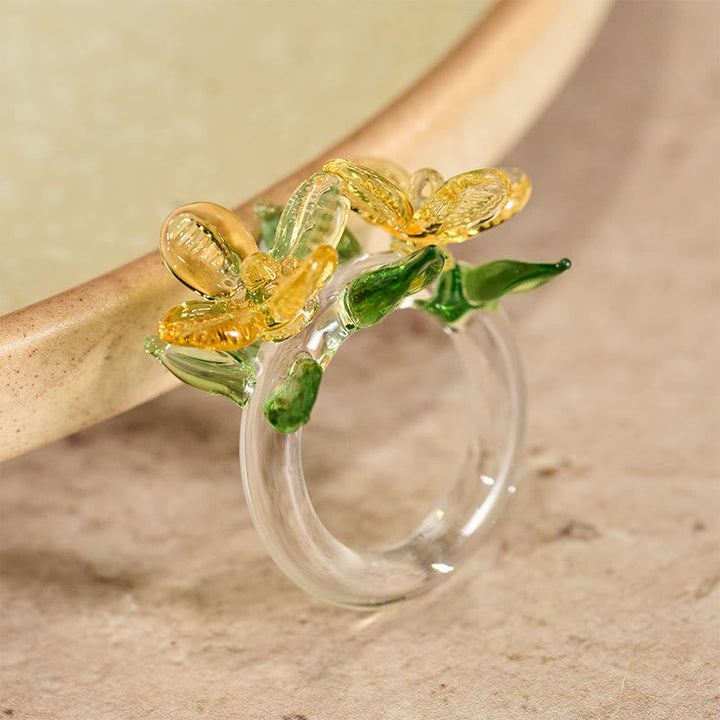 Liuli Osmanthusblüte Ring mit Weisheit Schutz Fengshui Armreif