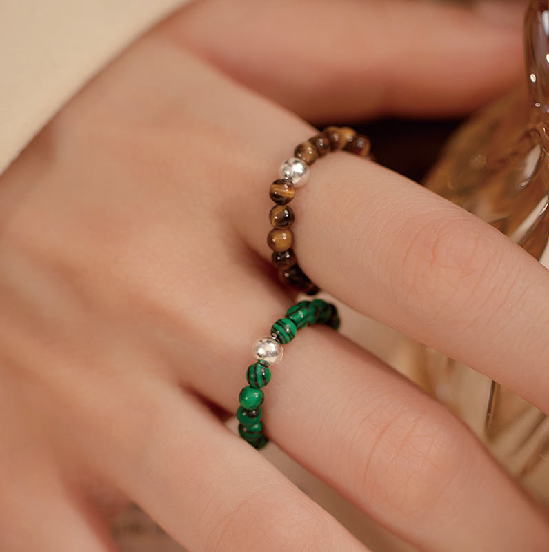 Ring 925 Silber Grüne Jade Onyx Segen Fengshui getragen
