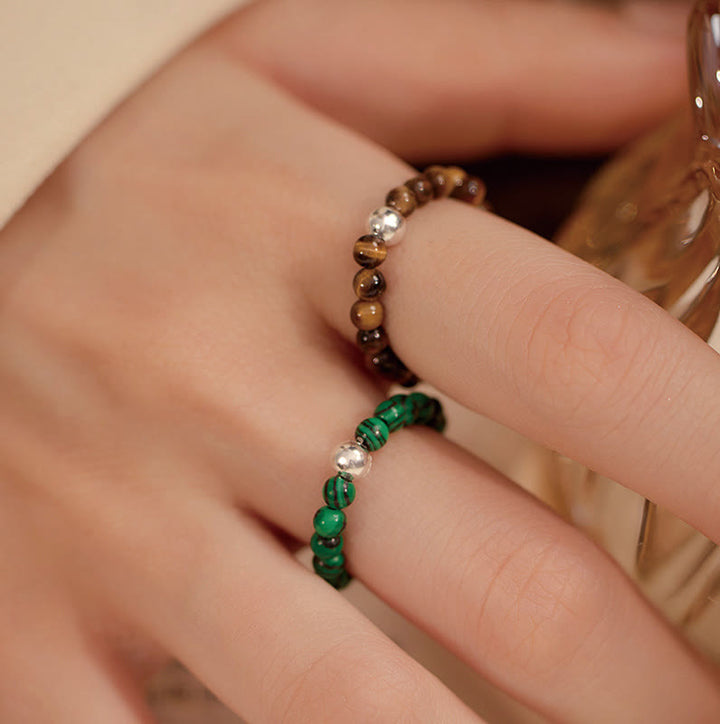 Ring 925 Silber Grüne Jade Onyx Segen Fengshui getragen