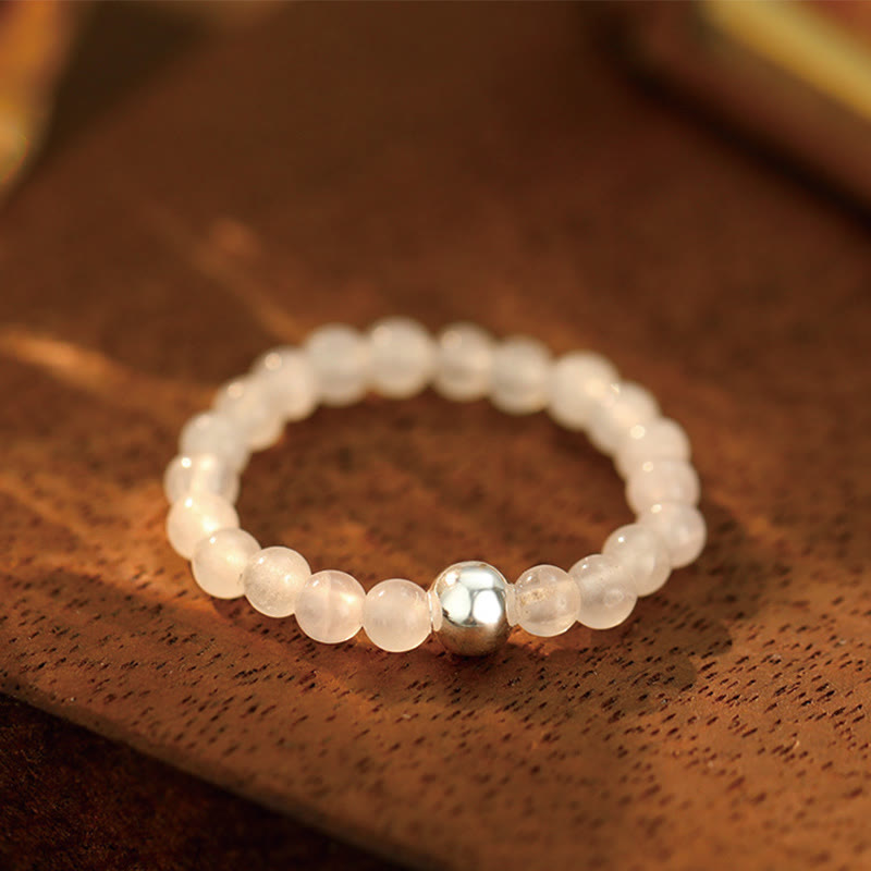 Ring 925 Silber Weiße Jade Onyx – Segen