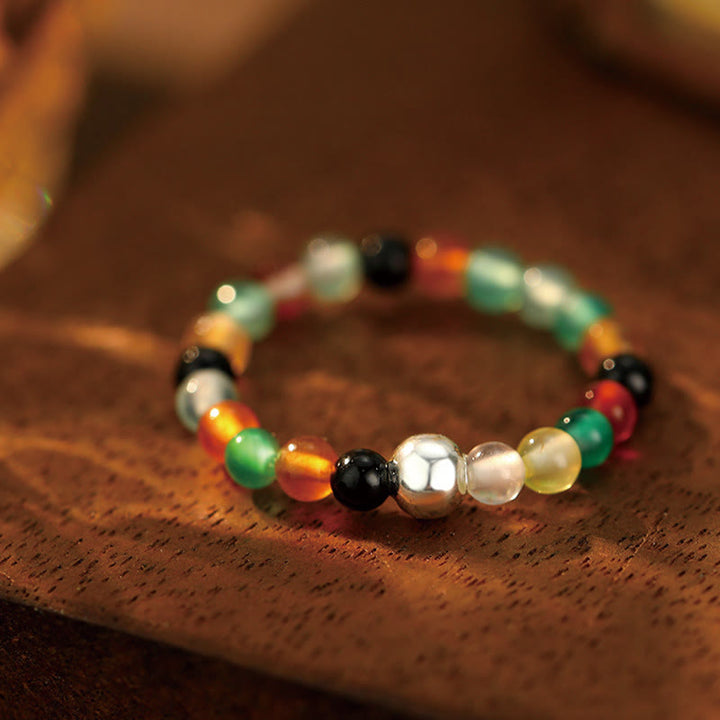 Ring 925 Silber Weiße Jade Onyx – Segen