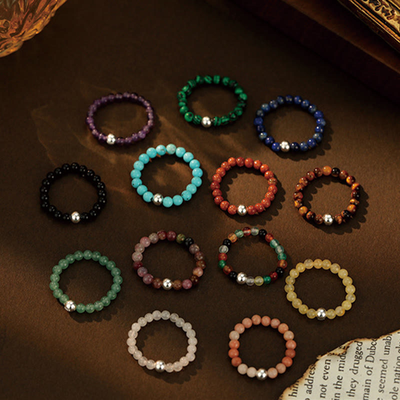 Ring 925 Silber Weiße Jade Onyx Segen Heilstein Armband Kollektion
