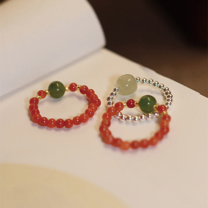 925 Silber Jade Achat Ring Wohlstand Glück Schutz Feng Shui