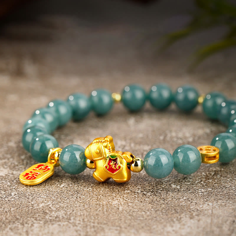 Armband Jade – Fülle & Wohlstand mit goldenem Pixiu Anhänger Fengshui