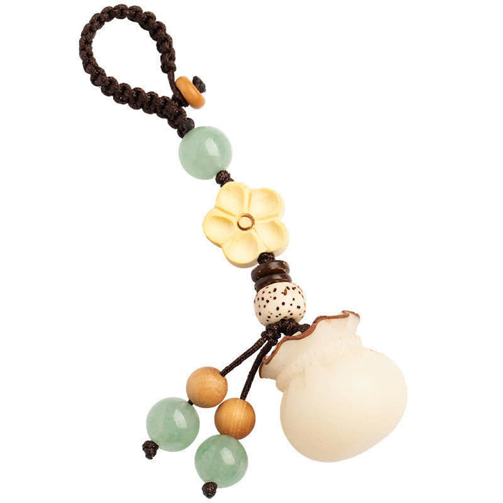 Schlüsselanhänger Bodhi Geldsack Wohlstand Jade Blume Glücksbringer Feng Shui spirituell
