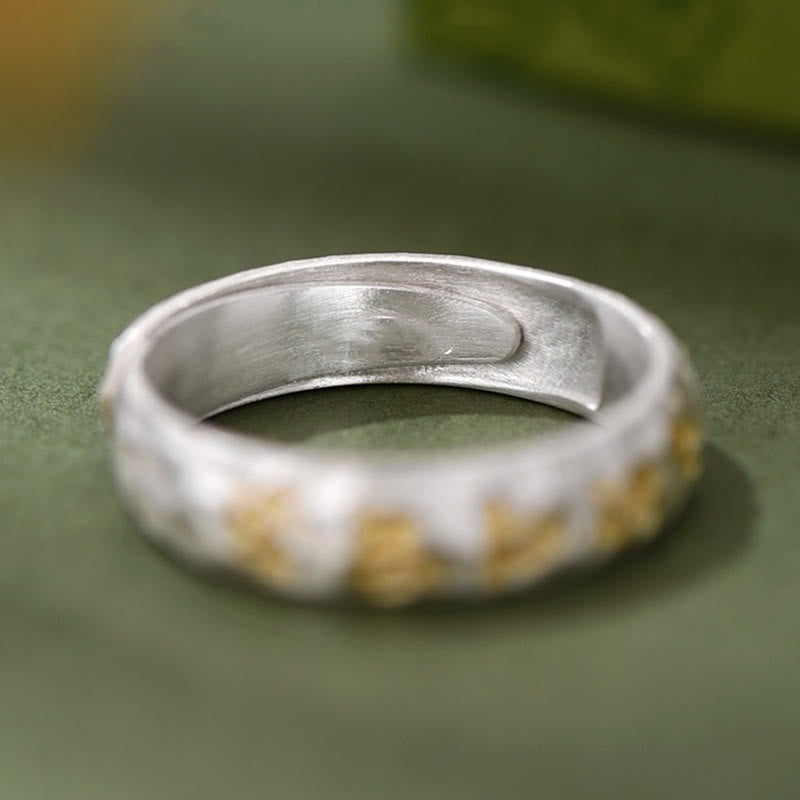 Kupfer Ring mit Om Mani Padme Hum Motiv Wohlstand Schutz Silber Gold Hammer