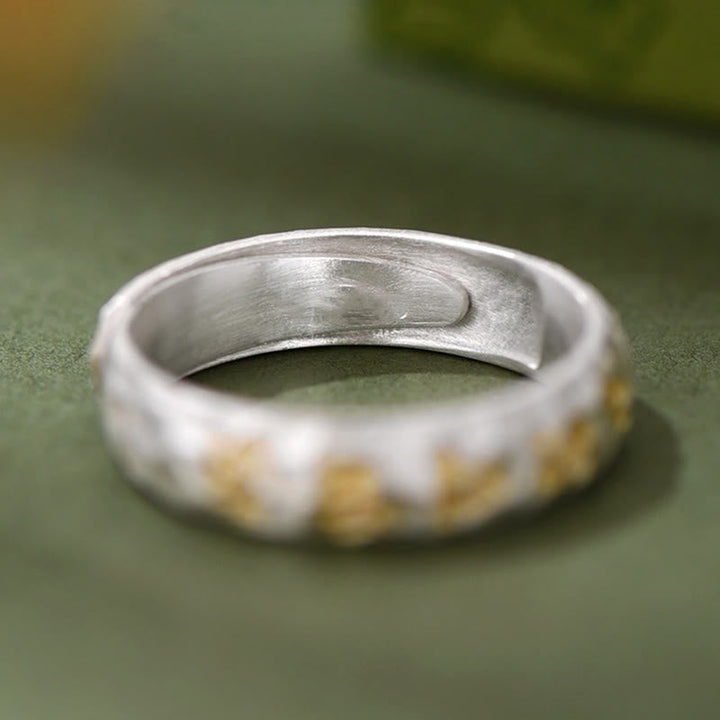 Kupfer Ring mit Om Mani Padme Hum Motiv Wohlstand Schutz Silber Gold Hammer