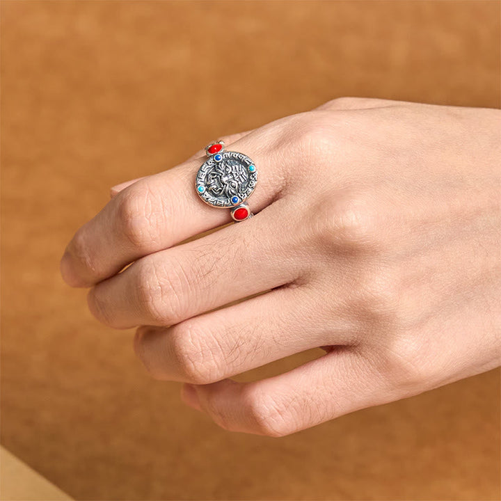 Ring Kupfer Zakiram Wohlstand roter Stein Glück Schutz Feng Shui