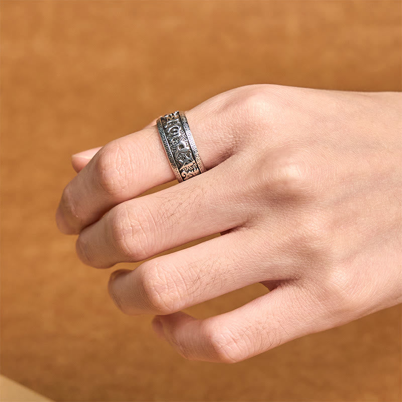 Kupfer Ring mit Om Mani Padme Hum Gravur Wohlstand Schutz Glück