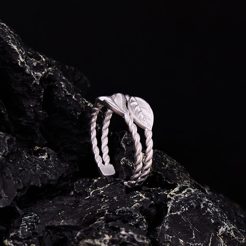 Kupfer Ring Buddha Blatt verdrehte Bänder Wohlstand Schutz Glück