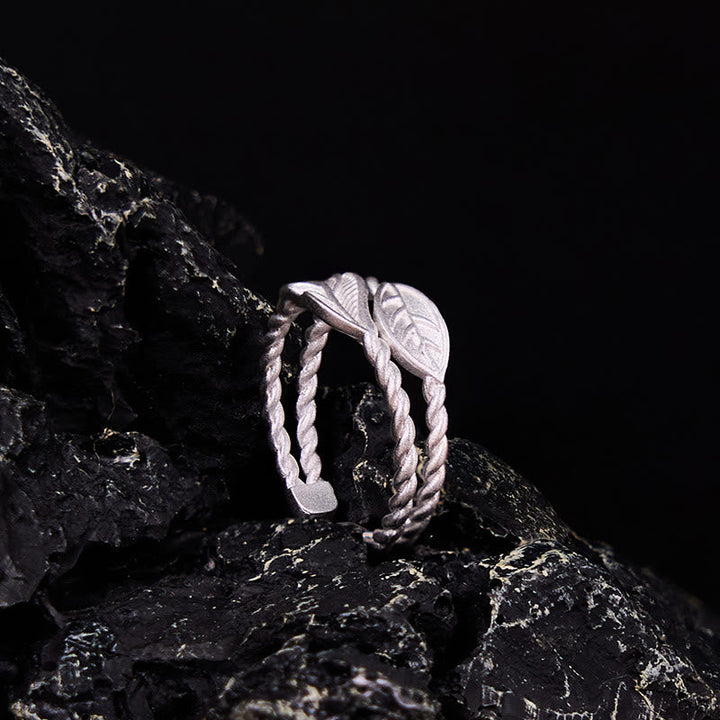 Kupfer Ring Buddha Blatt verdrehte Bänder Wohlstand Schutz Glück
