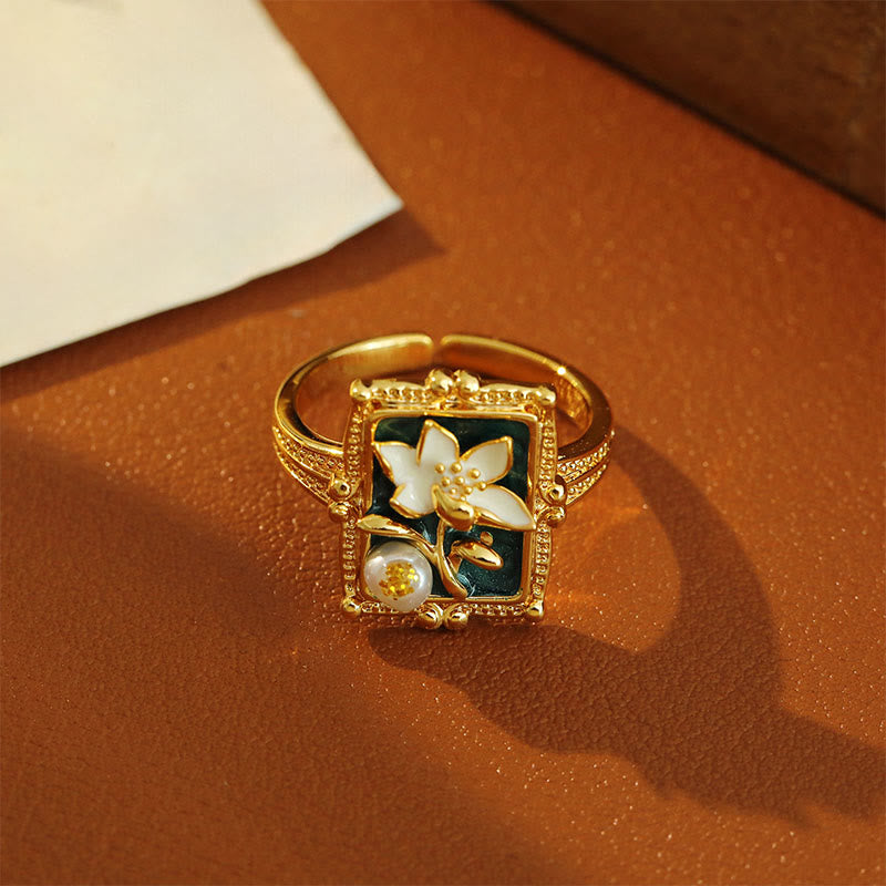 Ring Kupfer Perle Lotusblüte Wohlstand Fengshui Glück Schutz