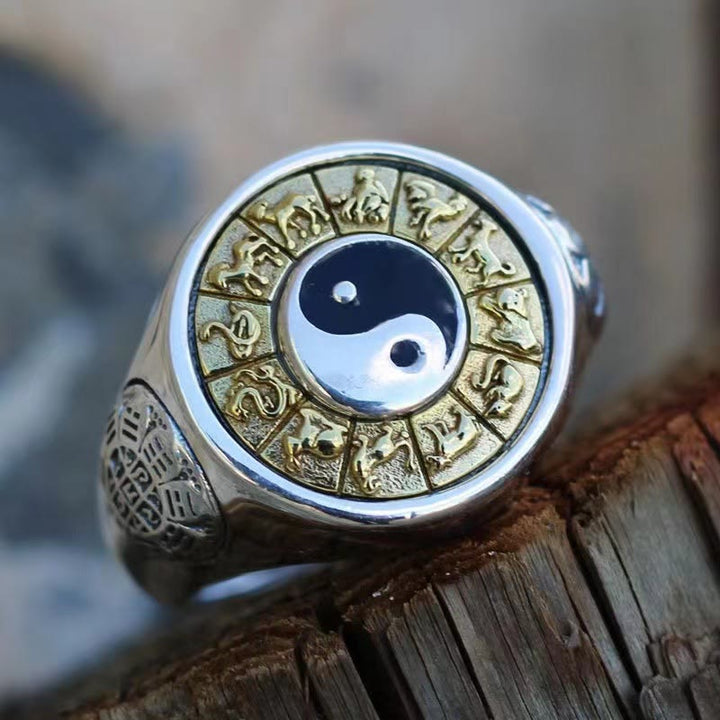 Yin Yang Ring aus Kupfer Wohlstand Tierkreiszeichen Fengshui Schutz