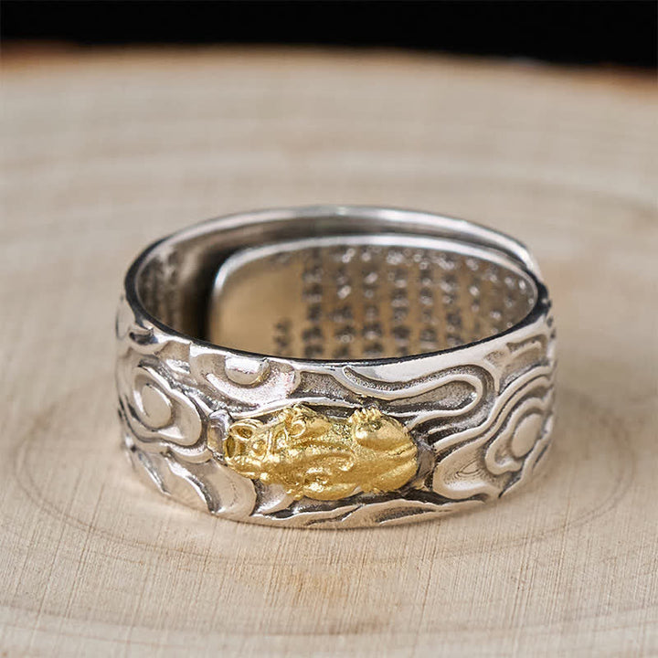 Pixiu Ring Kupfer Silber Herzsutra Fengshui Wohlstand Glück Schutz