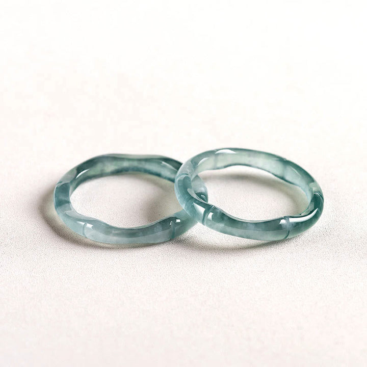 Jade Bambus Bangle Ring getragen Fengshui Wohlstand Fülle Glück Schutz