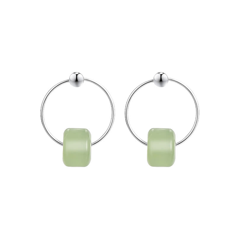 Ohrringe Hetian-Jade Silber Wohlstand Creolen grüne Jade Boho Schmuck spirituell