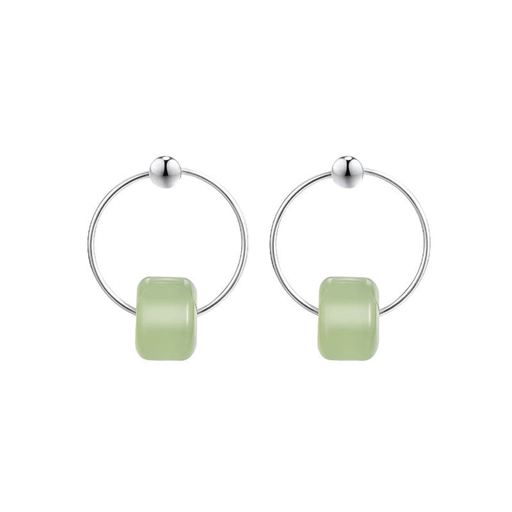 Ohrringe Hetian-Jade Silber Wohlstand Creolen grüne Jade Boho Schmuck spirituell