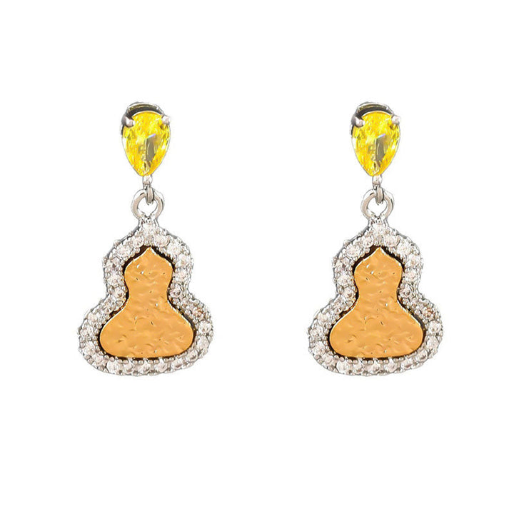 Ohrringe Kupfer Kürbis Zirkonia Wohlstand Boho Schmuck spirituell Ohrhänger