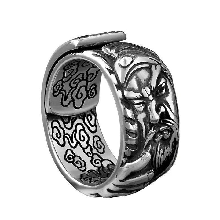 Ring Guan Gong Silber Glückswolken Wohlstand Feng Shui Schutz